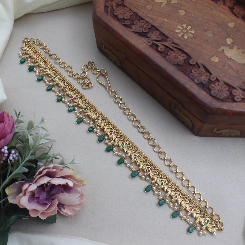 Antique Gold Kemp Peacock Sleek Bridal Hipchain